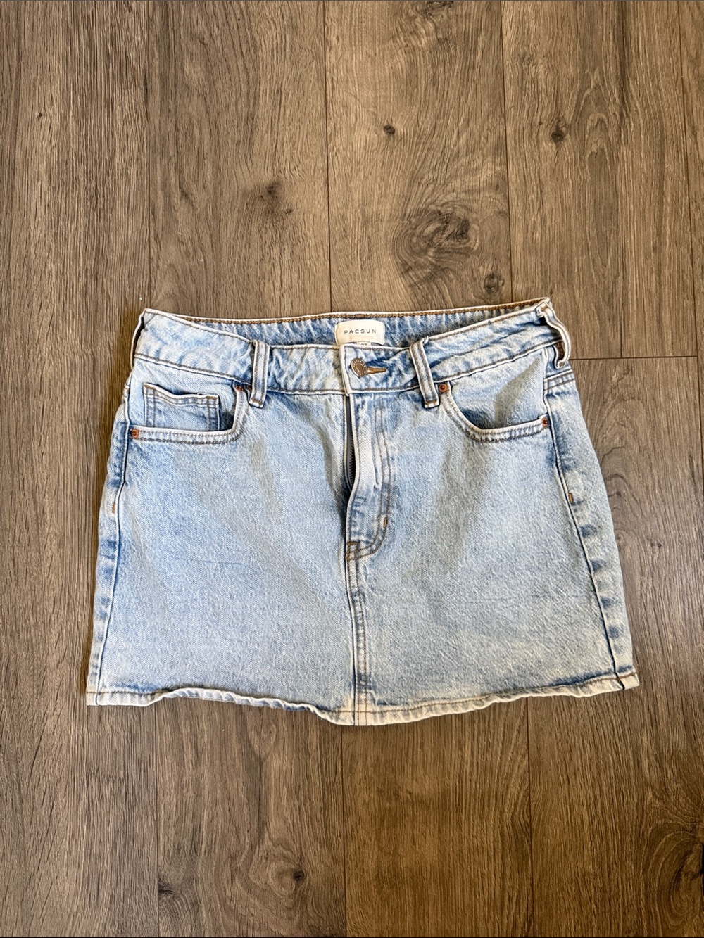 PacSun Light Washed Blue Denim Mini Skirt